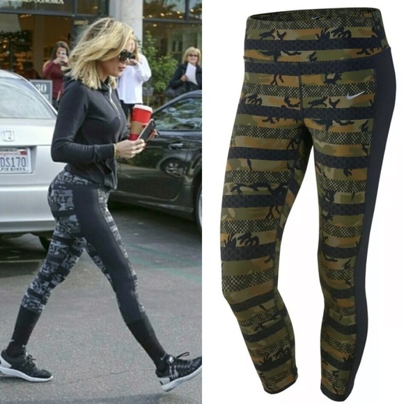 Nike Epic Lux Printed Militia Green/Black 686036-356 Women's Running Crops M - Picture 11 of 11